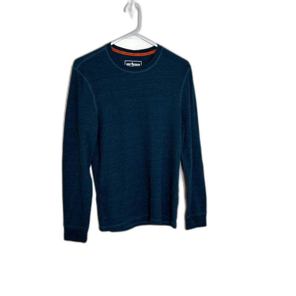 Urban Pipeline Waffle Knit Thermal Men Shirt Small Ocean Depths Long Sleeve Blue
